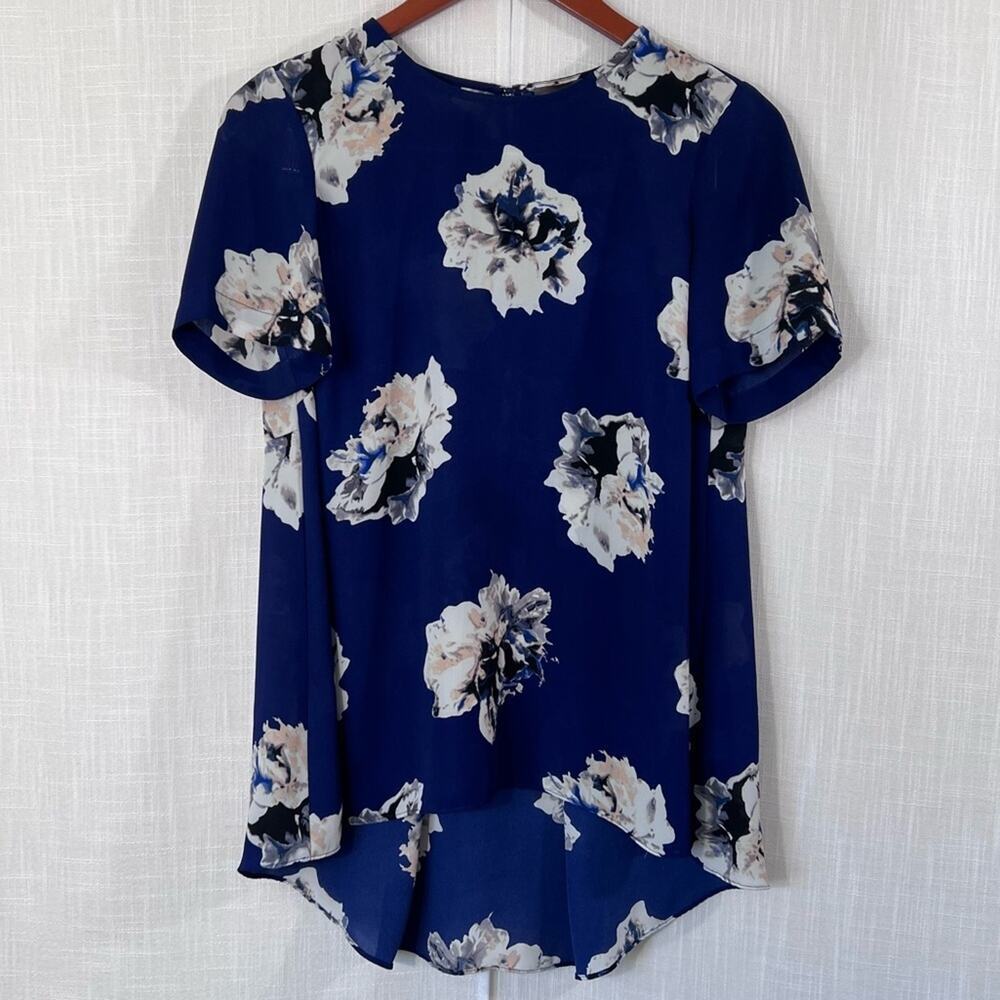 Vince Camuto Floral High Low Lightweight Flowy Blouse Top Size XS